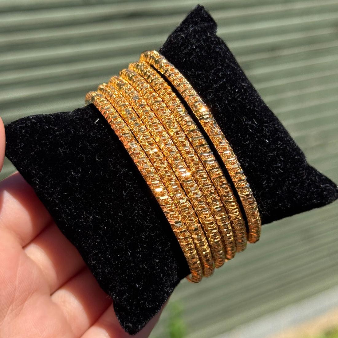 DIS11 - 6 Thin Bangles - 24k Gold Plated Bangle Set (6pc Set)